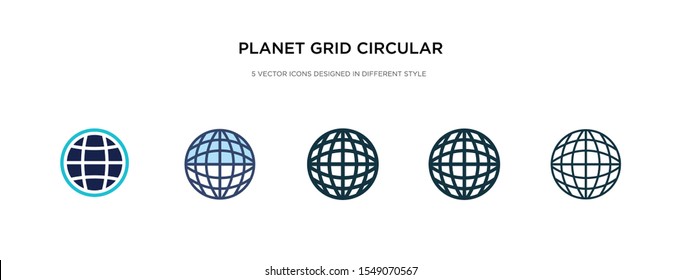 planet grid circular icon in different style vector illustration. two colored and black planet grid circular vector icons designed in filled, outline, line and stroke style can be used for web,