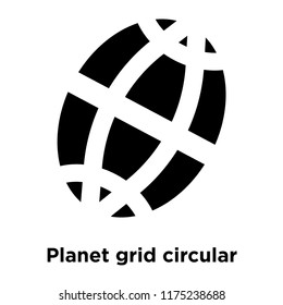 Planet grid circular icon vector isolated on white background, logo concept of Planet grid circular sign on transparent background, filled black symbol