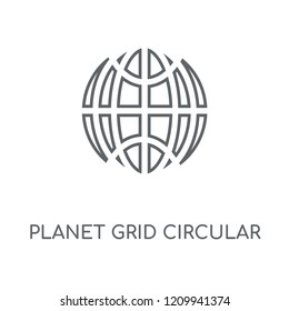 Planet grid circular symbol linear icon. Planet grid circular symbol concept stroke symbol design. Thin graphic elements vector illustration, outline pattern on a white background, eps 10.