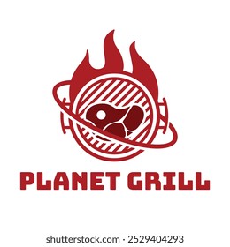 planet grill flat minimalist logo design