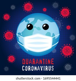 Planet in guard mask, quarantine coronavirus. Planet in white medicine respirator vector illustration for Covid-19 virus prevention
