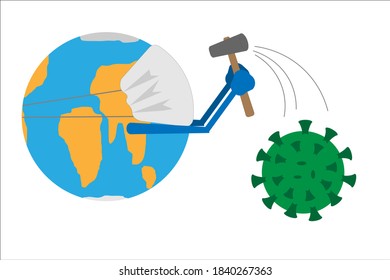 Der Planet mutet das Koronavirus an - Vektorgrafik.