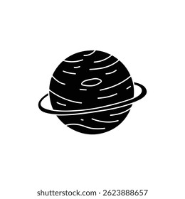 Planeta com Linhas Desenhadas à Mão Ícone de Preenchimento Preto