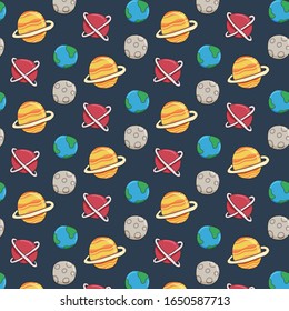 planet hand drawn pattern template vector background