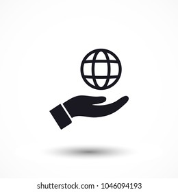 Planet in the hand icon