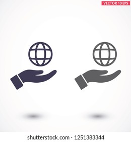 Planet in the hand icon