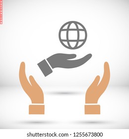 Planet in the hand icon