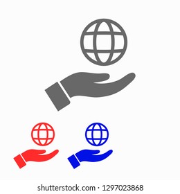 Planet in the hand icon