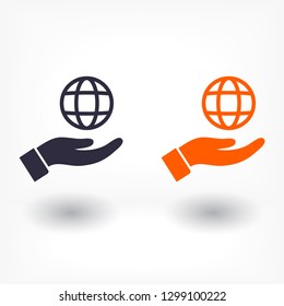 Planet in the hand icon