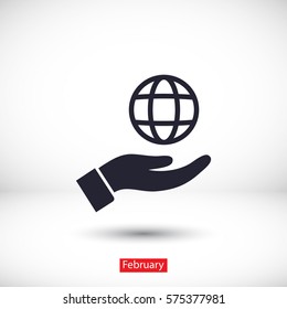 Planet in the hand icon