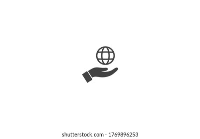 Planet in the hand icon , lorem ipsum Flat design