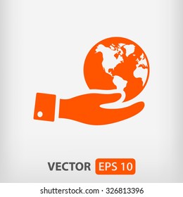 Planet in hand icon. One of set web icons