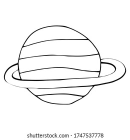 Planeta. Icono de vector de doodle dibujado a mano. Símbolo de viaje del cielo espacial. Estilo ingenuo.  Aislado sobre fondo blanco.
