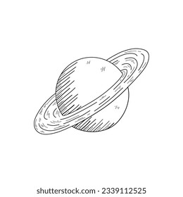 Planet Handdrawn Line Art Vector
