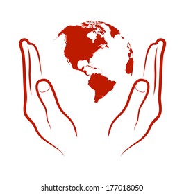 planet in hands