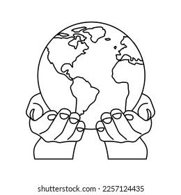 Planet in hands vector illustration
