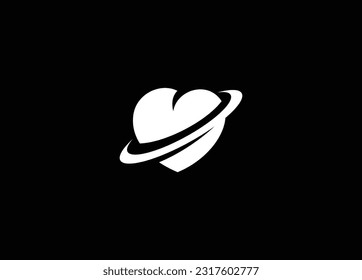 planet heart editable logo vector eps 10