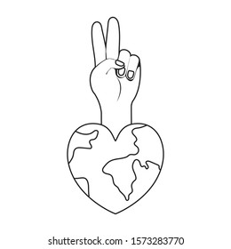 Planet heart and hand design, Human rights peace freedom international help social law and equality theme Vector illustration