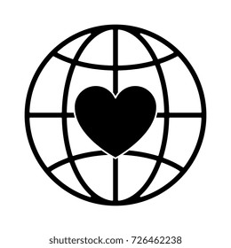 planet with heart icon