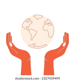 Planet Holding Hands Icon Vector Design.