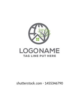Plantilla de diseño de logotipo de hogar planetario