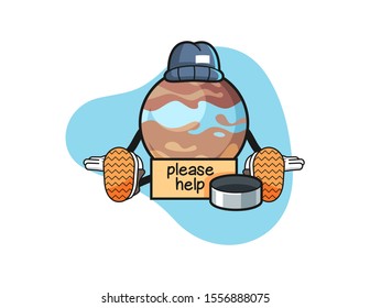 Planet homeless cartoon. Mascot Character vector.
