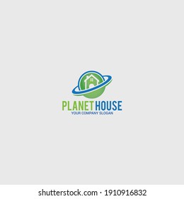 Planet House Logo Design Vector Template