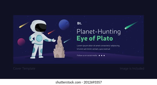 Planet hunting eye of plato facebook cover page template