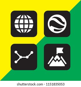 planet icon. 4 planet set with global, mission, planet earth and nodes vector icons for web and mobile app