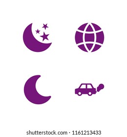 planet icon. 4 planet set with global, moon and contamination vector icons for web and mobile app
