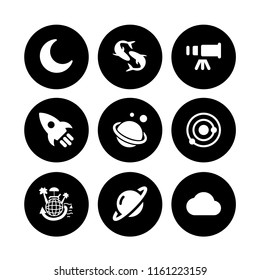 planet icon. 9 planet set with filled cloud, space, zodiac and earth paradise vector icons for web and mobile app