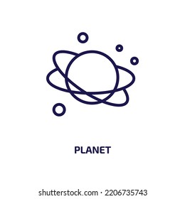 Planetensymbol aus der Astronomie-Sammlung. Dünner linearer Planet, Erde, globale Umrisssymbol einzeln auf weißem Hintergrund. Line Vektor-Planet-Zeichen, Symbol für Web und Mobile