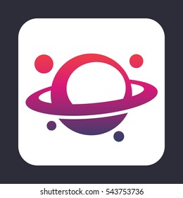 Planet icon, astronomy, space exploration, asteroid belt