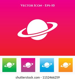 Planet Icon in Colored Square box. eps-10