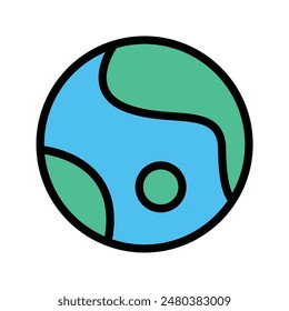 Planet Icon Cosmic Design in Flat Line Color Style