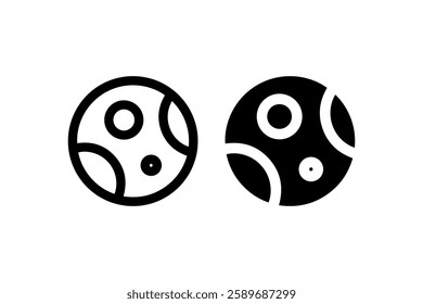 Planet icon with craters in outline and solid Vector