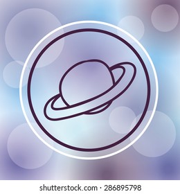Planet icon design over purple background, vector illustration