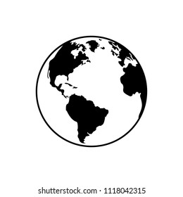 planet icon. Planet earth black and white icon