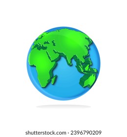 Planet icon. Earth globe icon 3d isolated on white background.