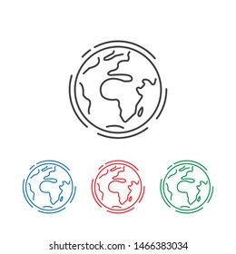 Planet icon. Earth sign. World symbol. Thin line icon on white background. Vector illustration.