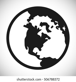 Planet icon. Earth world globe and continent theme. Isolated black and white design. Vector illustration