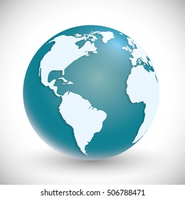 Planet icon. Earth world globe and continent theme. Isolated and blue design. Vector illustration