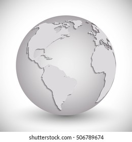 Planet icon. Earth world globe and continent theme. Isolated and grey design. Vector illustration