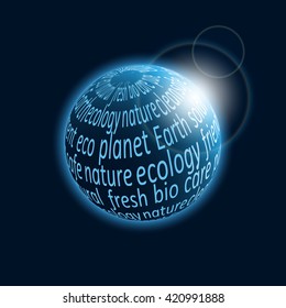 Planet icon with environmental themes. Vector illustration.
