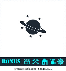 Planet icon flat. Simple vector symbol and bonus icon