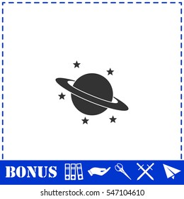 Planet icon flat. Simple vector symbol and bonus icon