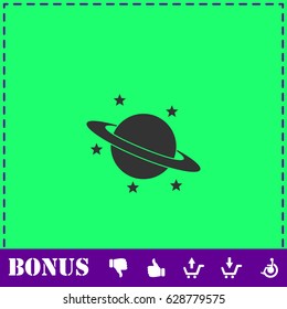 Planet icon flat. Simple vector symbol and bonus icon