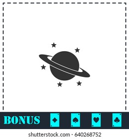 Planet icon flat. Simple vector symbol and bonus icon