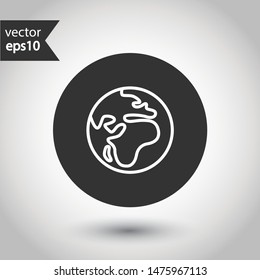 Planet icon. Globe icon. Earth icon. Studio background. EPS 10 vector flat sign. Round icon design