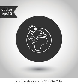 Planet icon. Globe icon. Earth icon. Studio background. EPS 10 vector flat sign. Round icon design